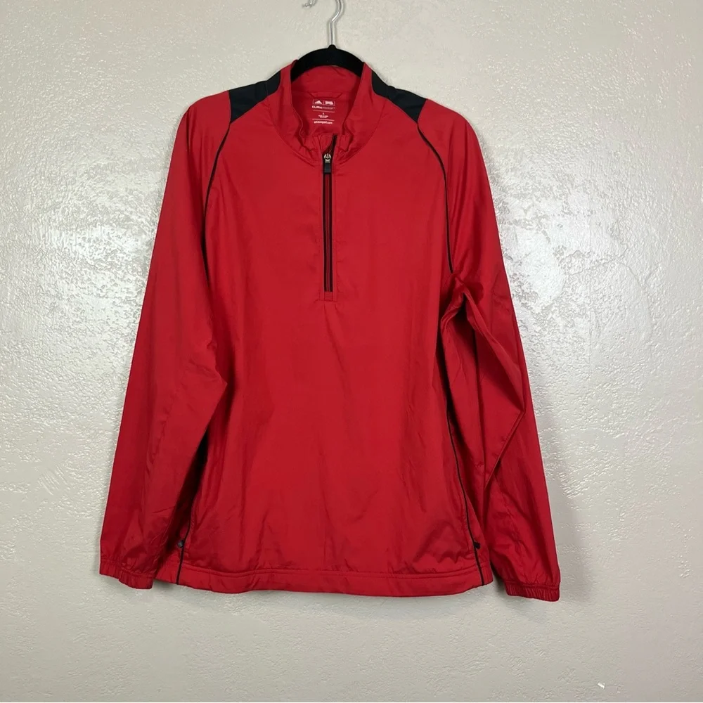 Men's L Adidas Climaproof Windbreaker Jacket Red‎ Size Large